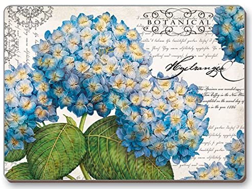 CounterArt Hardboard Placemat, Set of 2, Botanical Hydrangea