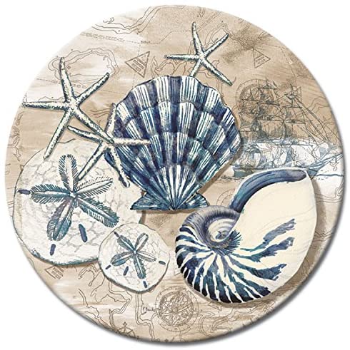 CounterArt Tide Pool Shells Tempered Glass Lazy Susan Turntable 13 Inch Diameter