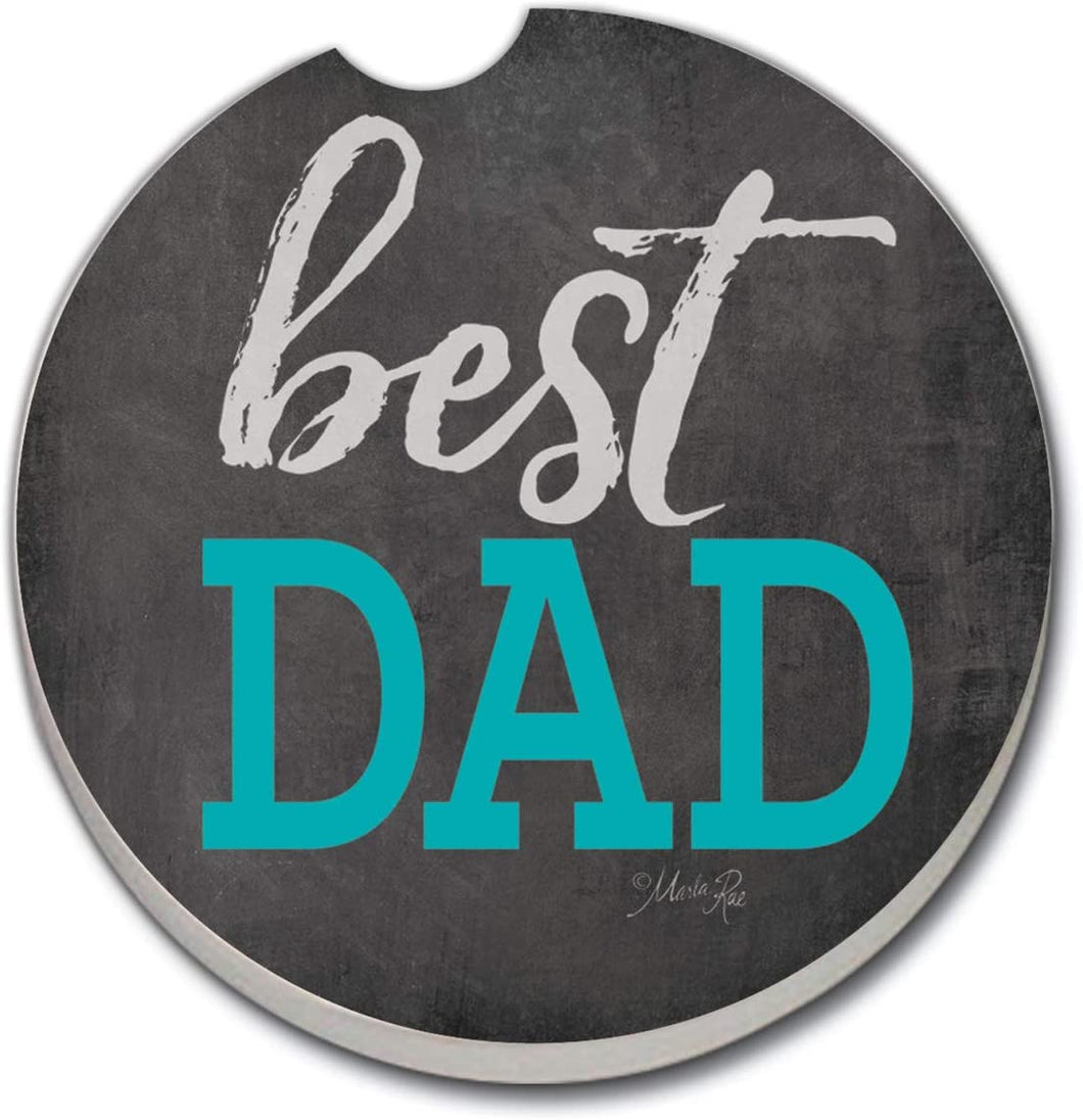 CounterArt Absorbent Stoneware Car Coaster, Best Dad, Set of 2