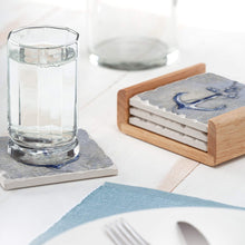 Load image into Gallery viewer, CounterArt Absorbent Stoneware Coaster Set - Vintage Anchor 4 Coasters with a Wooden Holder
