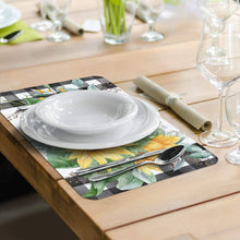 Load image into Gallery viewer, CounterArt Sunflower Fields Reversible Rectangular Placemat Set of 4 Made in The USA
