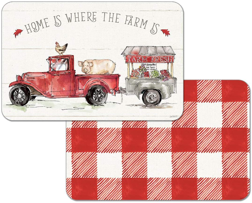 CounterArt Country Life Farm Reversible Wipe Clean Placemats Set of 4 Made in The USA