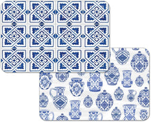Load image into Gallery viewer, CounterArt Reversible Easy Care Placemats - Blue Delft Set of 4 - Made in The USA
