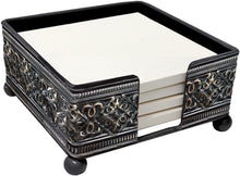Load image into Gallery viewer, CounterArt Antique Gold Embossed Metal Square Coaster Holder
