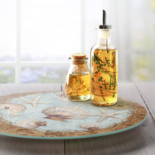 Load image into Gallery viewer, CounterArt Coastal Charm Tempered Glass Lazy Susan Turntable 13 Inch Diameter
