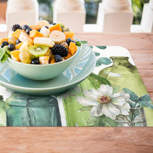 Load image into Gallery viewer, CounterArt Greenery Reversible Wipe Clean Plastic Placemat Set of 4 Made in The USA
