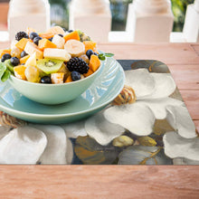 Load image into Gallery viewer, Counterart Magnolia On Blue Reversible Rectangular Wipe Clean Placemat Set of 4 Made in The USA
