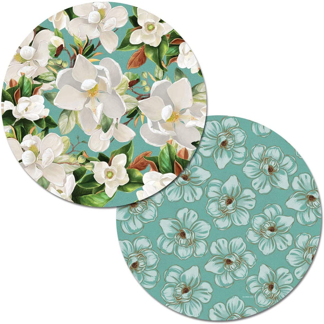 CounterArt Magnolia Reversible Easy Care Set of Four Placemats, Made in The USA