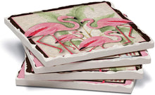 Load image into Gallery viewer, Highland Home Flamingo Bar and Grill Assorted Image Tumbled Tile Coaster Set - 4 Pack Made in The USA

