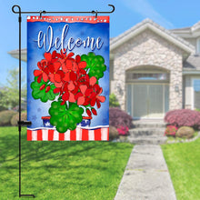 Load image into Gallery viewer, CounterArt Geranium Welcome Reversible Multi-Image Outdoor Garden Flag Made In The USA
