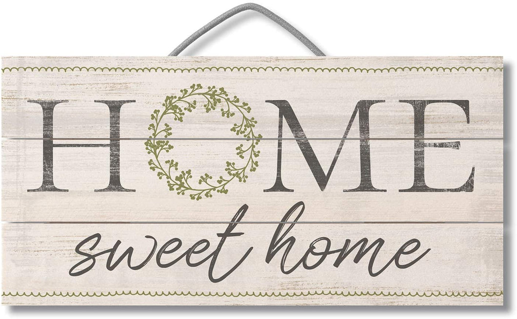 Highland Home Sweet Home Wreath Slatted Pallet Wood Sign Made in The USA