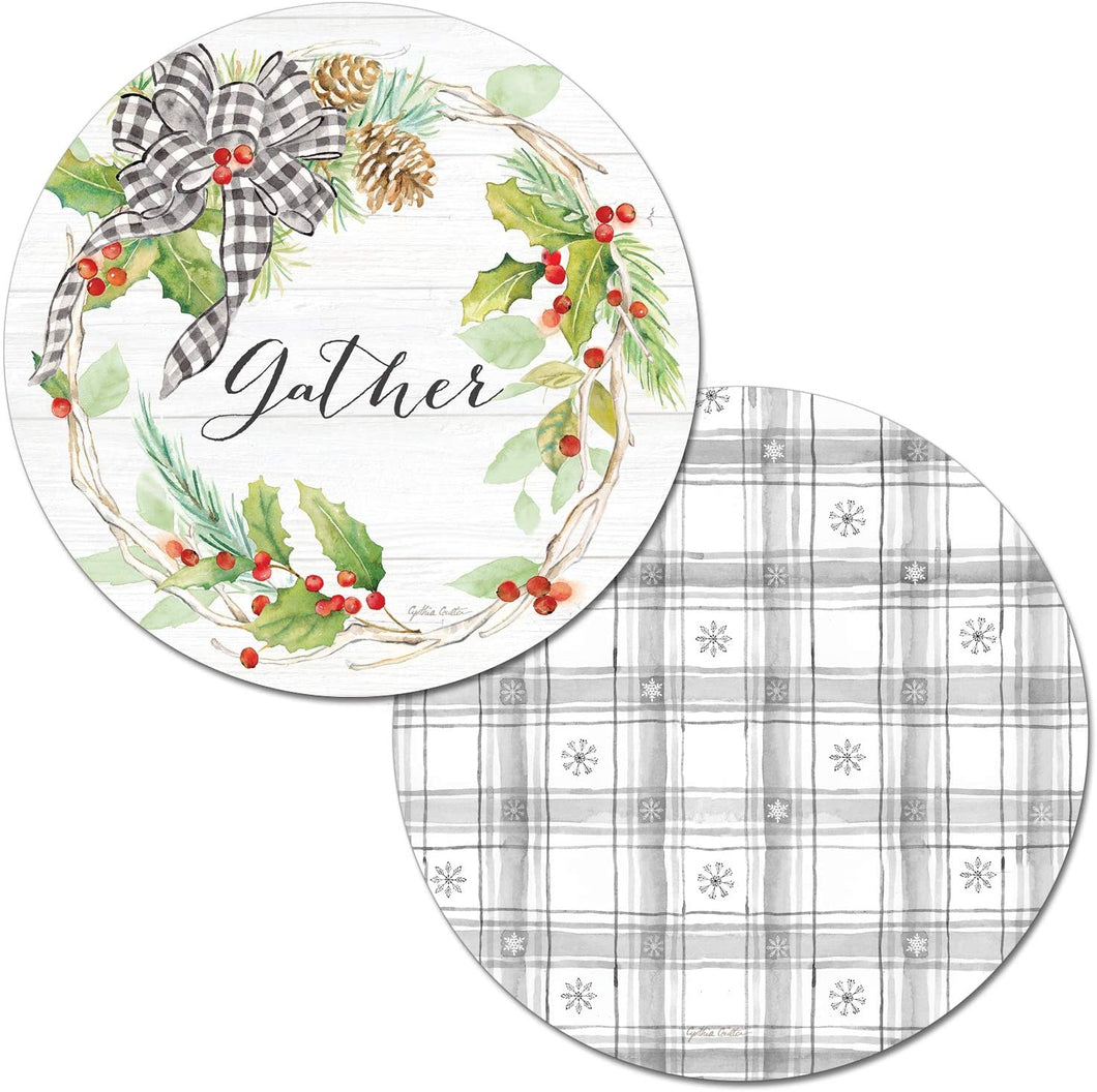 CounterArt Holiday Gingham Reversible Easy Care Placemats Set of 4 Made in The USA