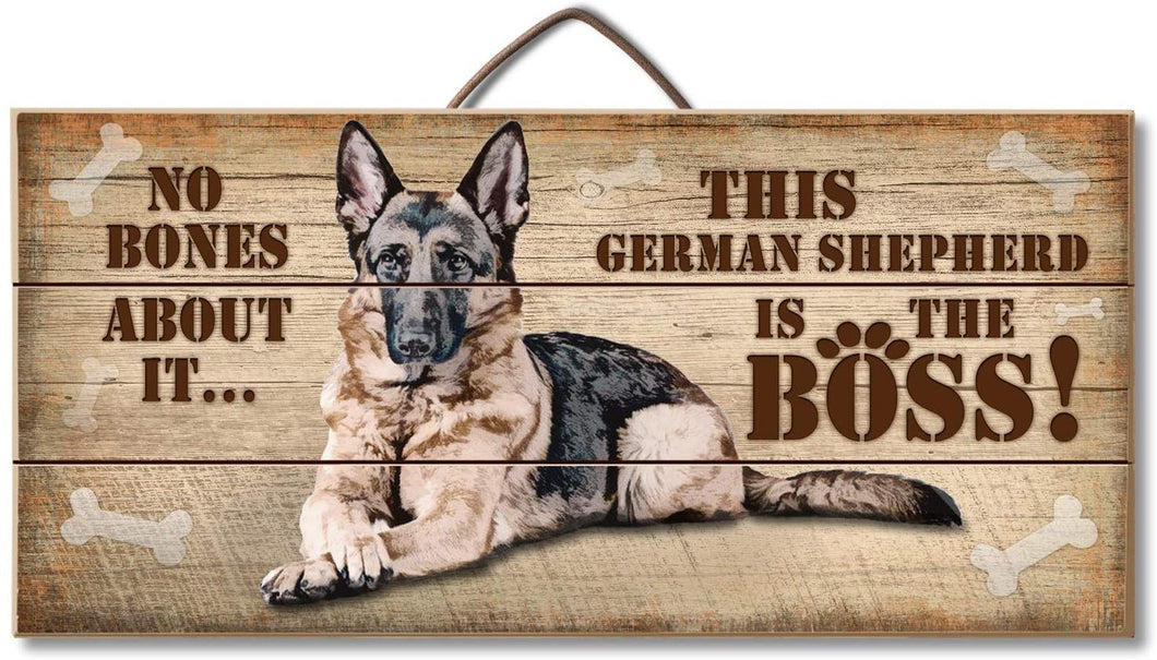 Highland Home This German Shepherd is The Boss Slatted Pallet Wood Sign Made in The USA