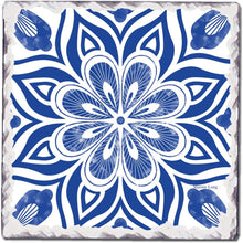 Load image into Gallery viewer, First Dawn Absorbent Stone Tumbled Tile Coasters, Indigo 12, Set of 4
