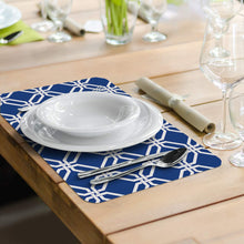 Load image into Gallery viewer, CounterArt Blue Lattice Reversible Easy Care Plastic Placemats Set of 4 Made in The USA
