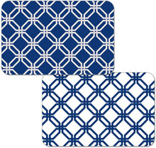 Load image into Gallery viewer, CounterArt Blue Lattice Reversible Easy Care Plastic Placemats Set of 4 Made in The USA
