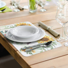 Load image into Gallery viewer, CounterArt Sunflower Splendor by Beth Grove Reversible Easy Care Set of Four Placemats, Made in The USA

