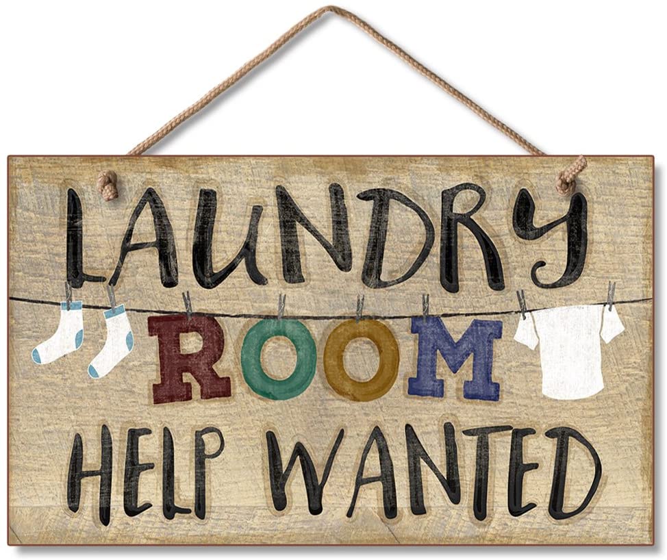 American Woodcrafters Laundry Room Help Hanging Wood Sign, 9.5 x 5.5