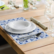 Load image into Gallery viewer, CounterArt Reversible Easy Care Placemats - Blue Delft Set of 4 - Made in The USA
