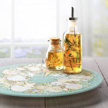 Load image into Gallery viewer, CounterArt Coastal Wreath Tempered Glass Lazy Susan Turntable 13 inch round
