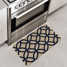 Load image into Gallery viewer, Counterart Natural Linen Look Decorative Low Profile Indoor/Outdoor Floor Mat with Recycled Rubber Back, Circles, Printed in The USA, 29.5” x 17.75”.

