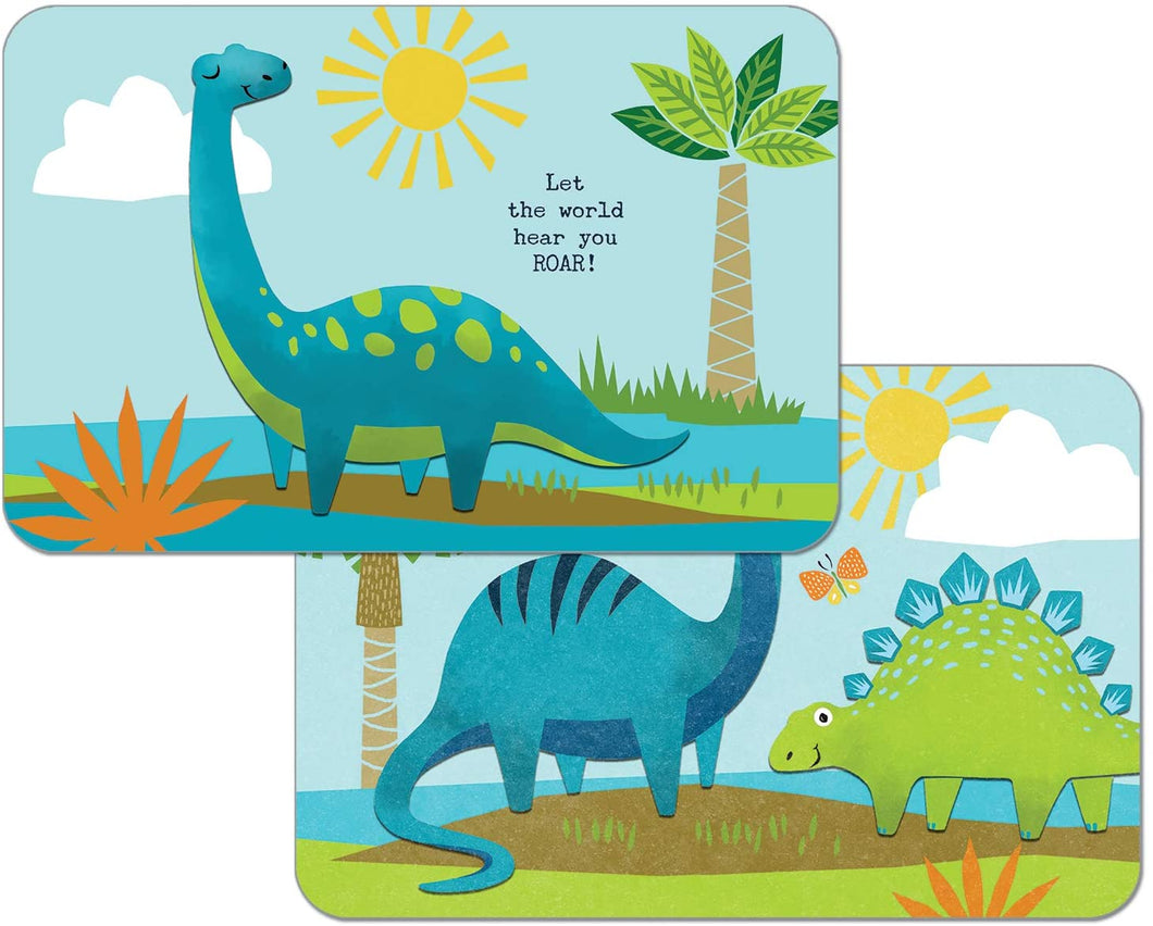 CounterArt Kids Dino World Reversible Rectangular Wipe Clean Placemat Set of 4