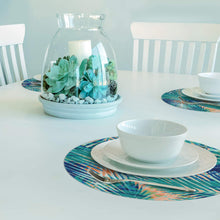 Load image into Gallery viewer, CounterArt Miami Palms Reversible Easy Care Set of Four Placemats, Made in The USA

