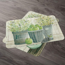 Load image into Gallery viewer, Counterart Farmer&#39;s Market Reversible Rectangular Wipe Clean Placemats Set of 4 Made in The USA
