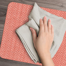 Load image into Gallery viewer, CounterArt Coral and Natural Basket Weave Design Reversible Easy Care Plastic Placemat Set of 4 Made in The USA
