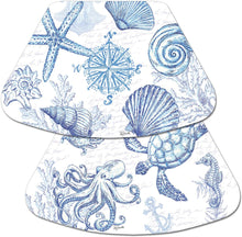 Load image into Gallery viewer, CounterArt Coastal Sketch Reversible Easy Care Set of Four Placemats, Made in The USA
