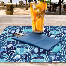 Load image into Gallery viewer, CounterArt Reversible Easy Care Placemats - Ocean Fantasy Set of 4 Made in The USA
