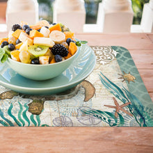 Load image into Gallery viewer, CounterArt Monterey Bay Turtle Reversible Easy Care Placemat Set of 4 Made in The USA
