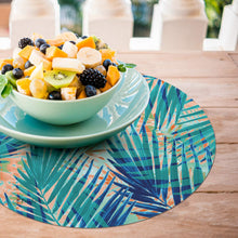 Load image into Gallery viewer, CounterArt Miami Palms Reversible Easy Care Set of Four Placemats, Made in The USA
