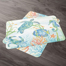 Load image into Gallery viewer, CounterArt Reversible Easy Care Placemats - Sea Life Serenade Set of 4 - Made in The USA
