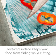 Load image into Gallery viewer, CounterArt Coral Life Tempered Glass Counter Saver Cutting Board 15 inch by 12 inch Made in the USA

