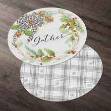 Load image into Gallery viewer, CounterArt Holiday Gingham Reversible Easy Care Placemats Set of 4 Made in The USA
