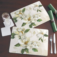 Load image into Gallery viewer, CALA HOME Magnolias by Sandy Clough Table Mats Gift Boxed Set of Four Placemats
