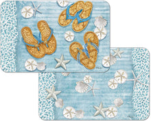 Load image into Gallery viewer, CounterArt Key Largo Sandals Reversible Rectangular Easy Care Placemat Set of 4 Made in The USA
