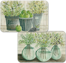 Load image into Gallery viewer, Counterart Farmer&#39;s Market Reversible Rectangular Wipe Clean Placemats Set of 4 Made in The USA
