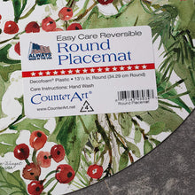 Load image into Gallery viewer, CounterArt Cardinal Greenery Reversible Easy Care Plastic Placemat Set of 4 Made in The USA
