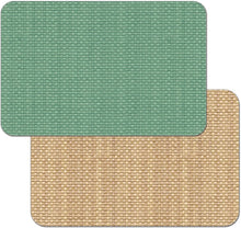 Load image into Gallery viewer, CounterArt Mint Green and Natural Basket Weave Design Reversible Easy Care Plastic Placemat Set of 4 Made in The USA
