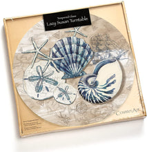 Load image into Gallery viewer, CounterArt Tide Pool Shells Tempered Glass Lazy Susan Turntable 13 Inch Diameter
