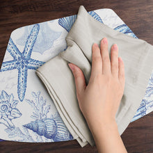 Load image into Gallery viewer, CounterArt Coastal Sketch Reversible Easy Care Set of Four Placemats, Made in The USA
