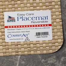 Load image into Gallery viewer, CounterArt Blue and Natural Basket Weave Design Reversible Easy Care Plastic Placemat Set of 4 Made in The USA
