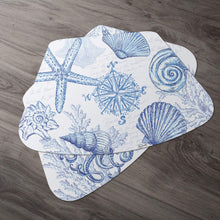 Load image into Gallery viewer, CounterArt Coastal Sketch Reversible Easy Care Set of Four Placemats, Made in The USA
