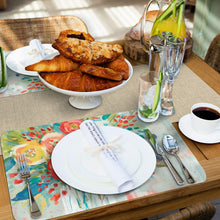 Load image into Gallery viewer, CounterArt Coral Floral Reversible Rectangular Placemat Set of 4
