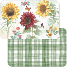 Load image into Gallery viewer, CounterArt Sunflower Splendor by Beth Grove Reversible Easy Care Set of Four Placemats, Made in The USA
