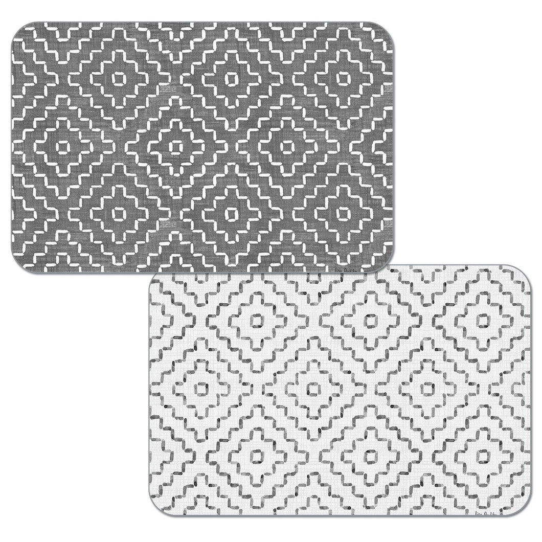 CounterArt Reversible Flexible Plastic Placemat, Set of 4, Grey Flannel Made in The USA