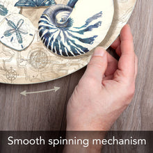 Load image into Gallery viewer, CounterArt Tide Pool Shells Tempered Glass Lazy Susan Turntable 13 Inch Diameter
