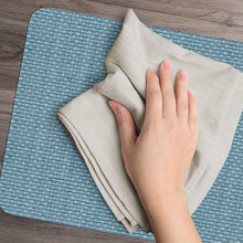 Load image into Gallery viewer, CounterArt Blue and Natural Basket Weave Design Reversible Easy Care Plastic Placemat Set of 4 Made in The USA
